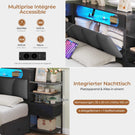 DICTAC Lit en L Banquette Lit 1 Place avec Tête de Lit Capitonnée Rangement Secret Table de Nuit Intégrée LED RGB  Recharge