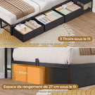 DICTAC Lit en L Banquette Lit 1 Place avec Tête de Lit Capitonnée Rangement Secret Table de Nuit Intégrée LED RGB  Recharge