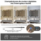 DICTAC Armoire de Toilette Miroir avec éclairage LED et Prise Meuble Salle de Bain avec Rangement et Étagère Réglable