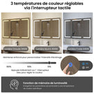 DICTAC Armoire de Toilette Miroir avec éclairage LED et Prise Meuble Salle de Bain avec Rangement et Étagère Réglable