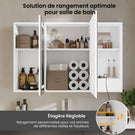 DICTAC Armoire de Toilette Miroir avec éclairage LED et Prise Meuble Salle de Bain avec Rangement et Étagère Réglable