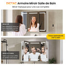 DICTAC Armoire de Toilette Miroir avec éclairage LED et Prise Meuble Salle de Bain avec Rangement et Étagère Réglable