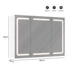 DICTAC Armoire de Toilette Miroir avec éclairage LED et Prise Meuble Salle de Bain avec Rangement et Étagère Réglable