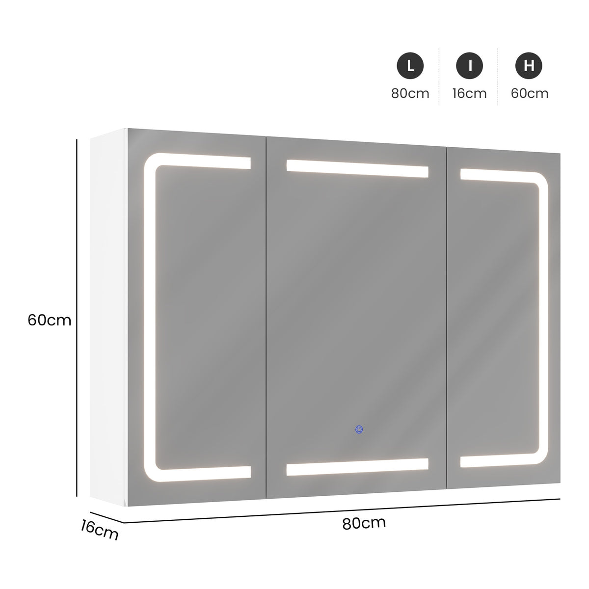 DICTAC Armoire de Toilette Miroir avec éclairage LED et Prise Meuble Salle de Bain avec Rangement et Étagère Réglable