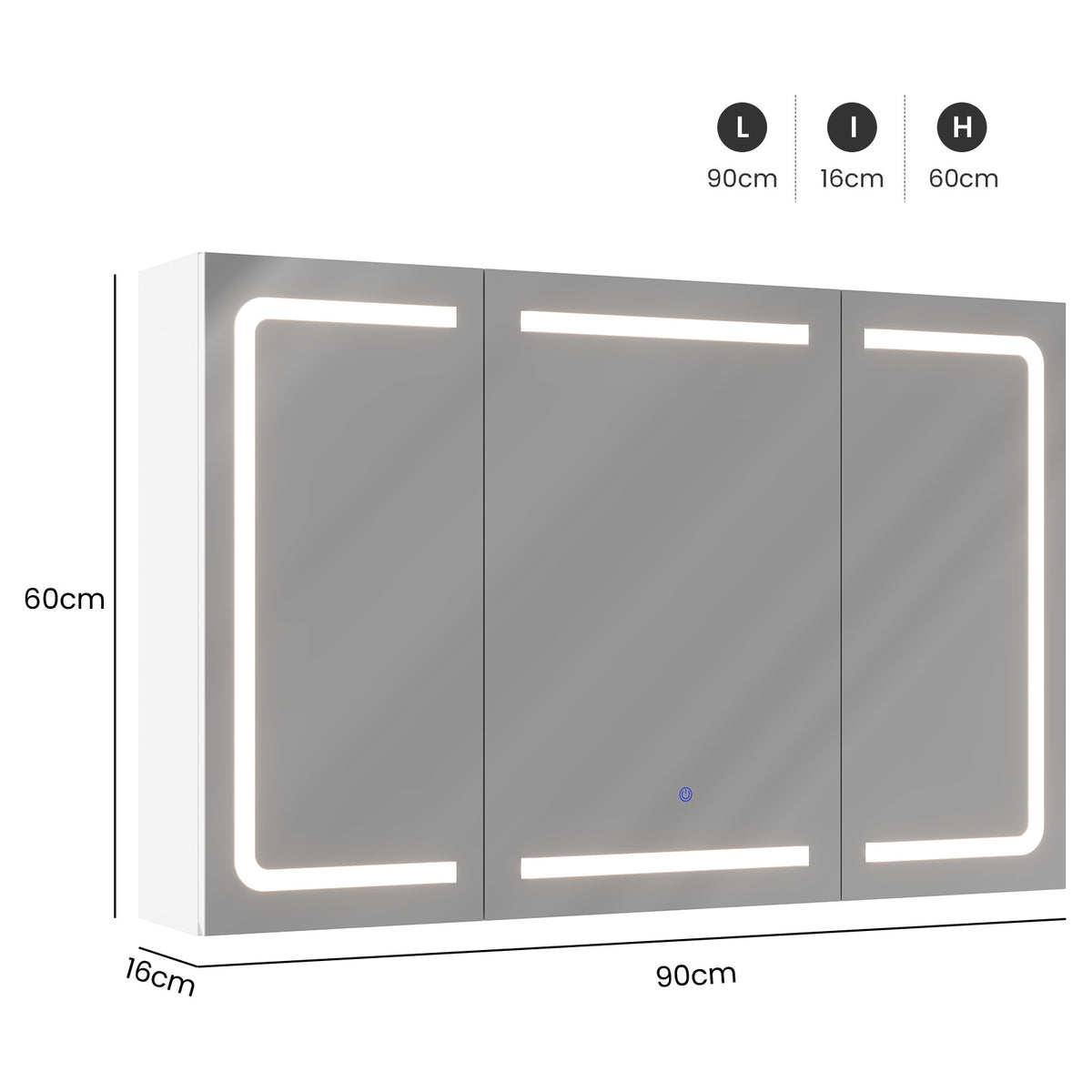 DICTAC Armoire de Toilette Miroir avec éclairage LED et Prise Meuble Salle de Bain avec Rangement et Étagère Réglable