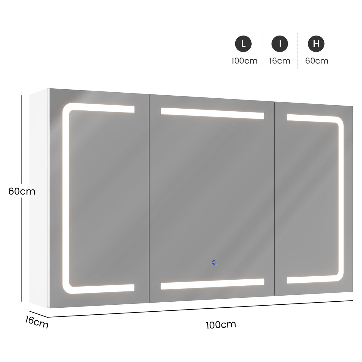 DICTAC Armoire de Toilette Miroir avec éclairage LED et Prise Meuble Salle de Bain avec Rangement et Étagère Réglable