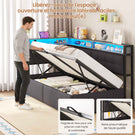 DICTAC Lit Coffre 90x200 LED Station de Charge