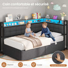 DICTAC Lit Coffre 90x200 LED Station de Charge