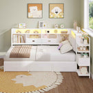 DICTAC Lit en L Banquette Lit 1 Place avec Tête de Lit Capitonnée Rangement Secret Table de Nuit Intégrée LED RGB  Recharge