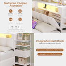 DICTAC Lit en L Banquette Lit 1 Place avec Tête de Lit Capitonnée Rangement Secret Table de Nuit Intégrée LED RGB  Recharge