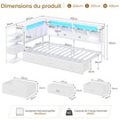 DICTAC Lit en L Banquette Lit 1 Place avec Tête de Lit Capitonnée Rangement Secret Table de Nuit Intégrée LED RGB  Recharge