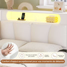DICTAC Lit en L Banquette Lit 1 Place avec Tête de Lit Capitonnée Rangement Secret Table de Nuit Intégrée LED RGB  Recharge