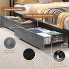 DICTAC Canapé Lit avec éclairage LED et Prise Lits avec sommier en Métal lit Banquette avec 5 Compartiments Rangement
