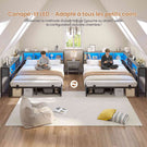 DICTAC Canapé Lit avec éclairage LED et Prise Lits avec sommier en Métal lit Banquette avec 5 Compartiments Rangement