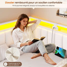 DICTAC Canapé lit avec éclairage LED et Prise USB Cadre de Lits avec Sommier à Lattes en métal Lit Banquette Lits Coffre avec 2 tiroir
