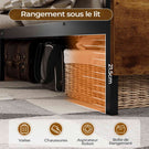DICTAC Lit 160x200 en Métal Lits 2 Personnes avec tête LED et 2Ports USB et Prise de Courant Cadre de lit avec tête et pied de lits en bois